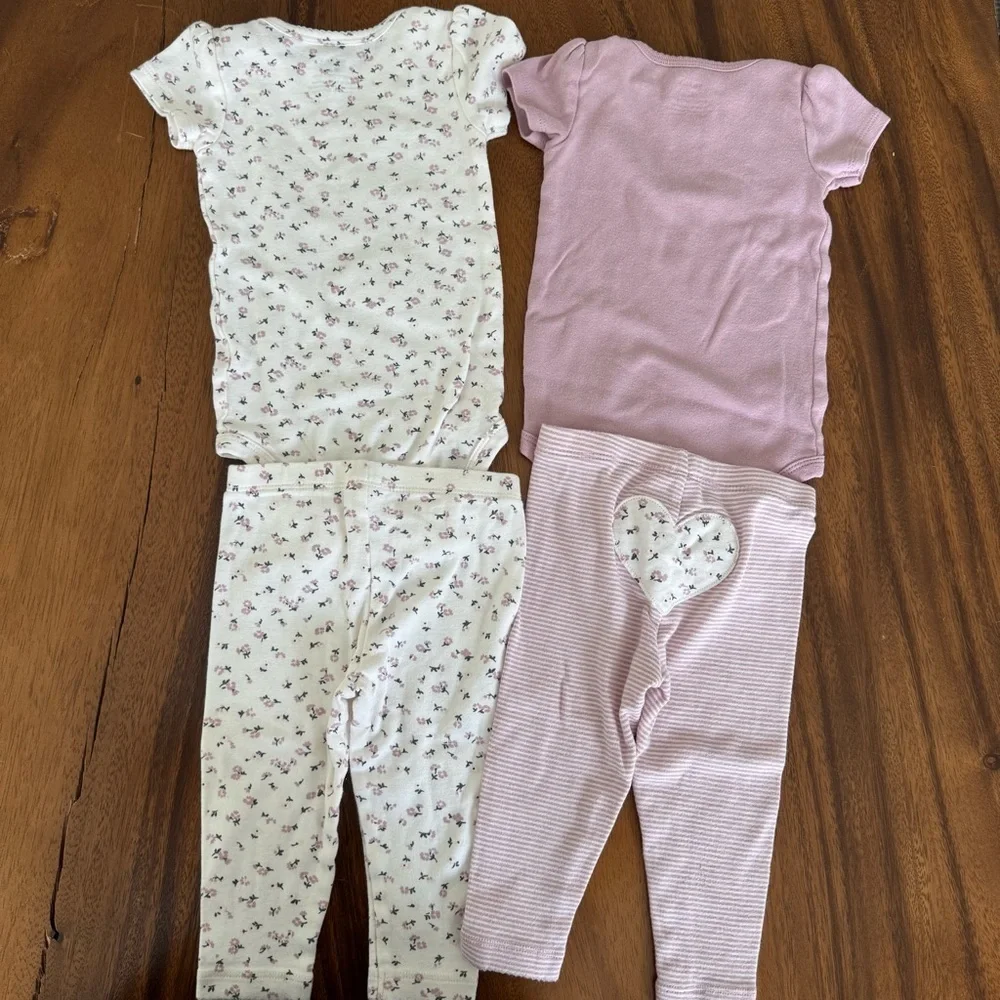 Carter’s Floral and Soft Purple Baby Girl Onesies and Pants Set 9M